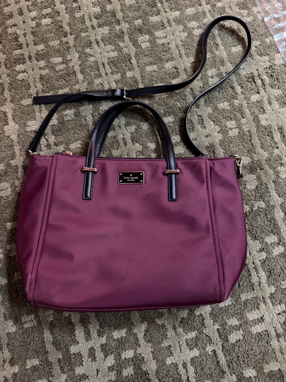Kate Spade Wilson Road Alyse Satchel Bag Deep Plum Nylon